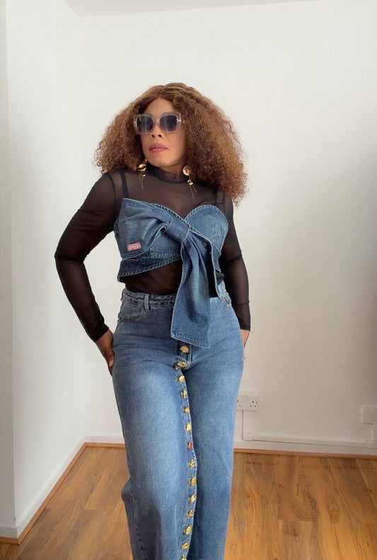 Ensemble Jean & Haut Transparent – Tendance Chic / Jeans and Sheer Top Set – Chic Trend