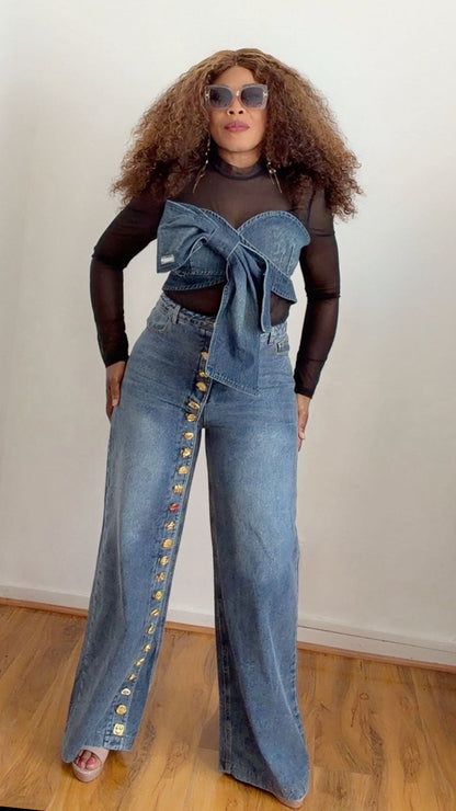 Ensemble Jean & Haut Transparent – Tendance Chic / Jeans and Sheer Top Set – Chic Trend