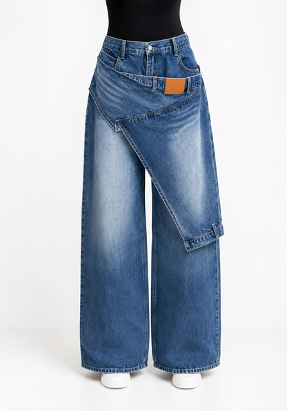 Layered-Look Wide-Leg Jeans /Jean Wide Leg Effet Superposé