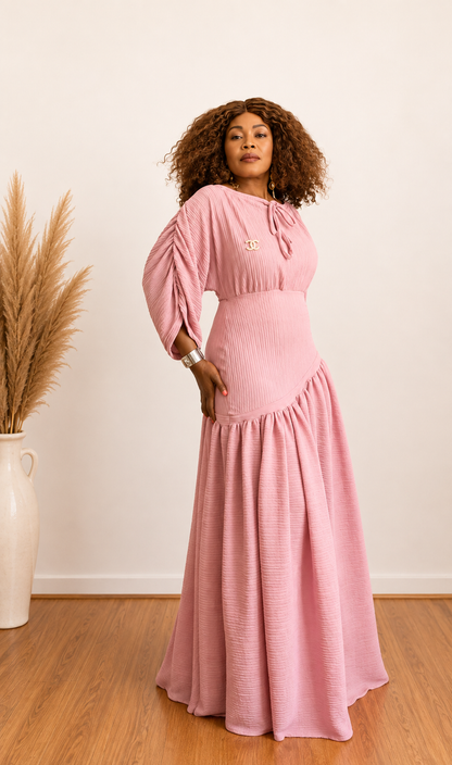 Elegant Pink Maxi Dress / Robe Longue Rose Élégance