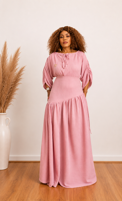 Elegant Pink Maxi Dress / Robe Longue Rose Élégance
