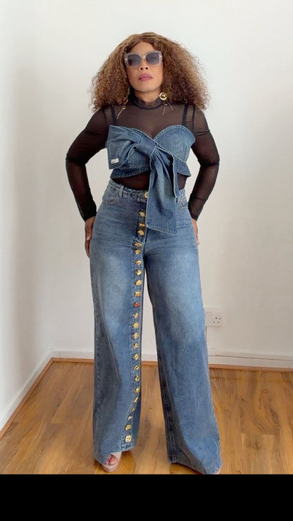 Ensemble Jean & Haut Transparent – Tendance Chic / Jeans and Sheer Top Set – Chic Trend