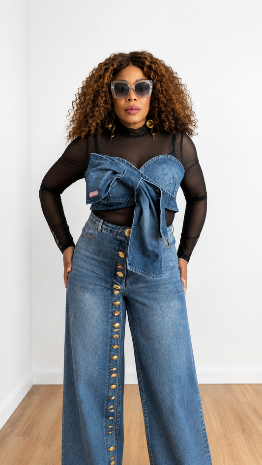 Ensemble Jean & Haut Transparent – Tendance Chic / Jeans and Sheer Top Set – Chic Trend