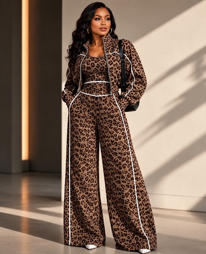 Leopard Print 2-Pieces jumpsuit Set